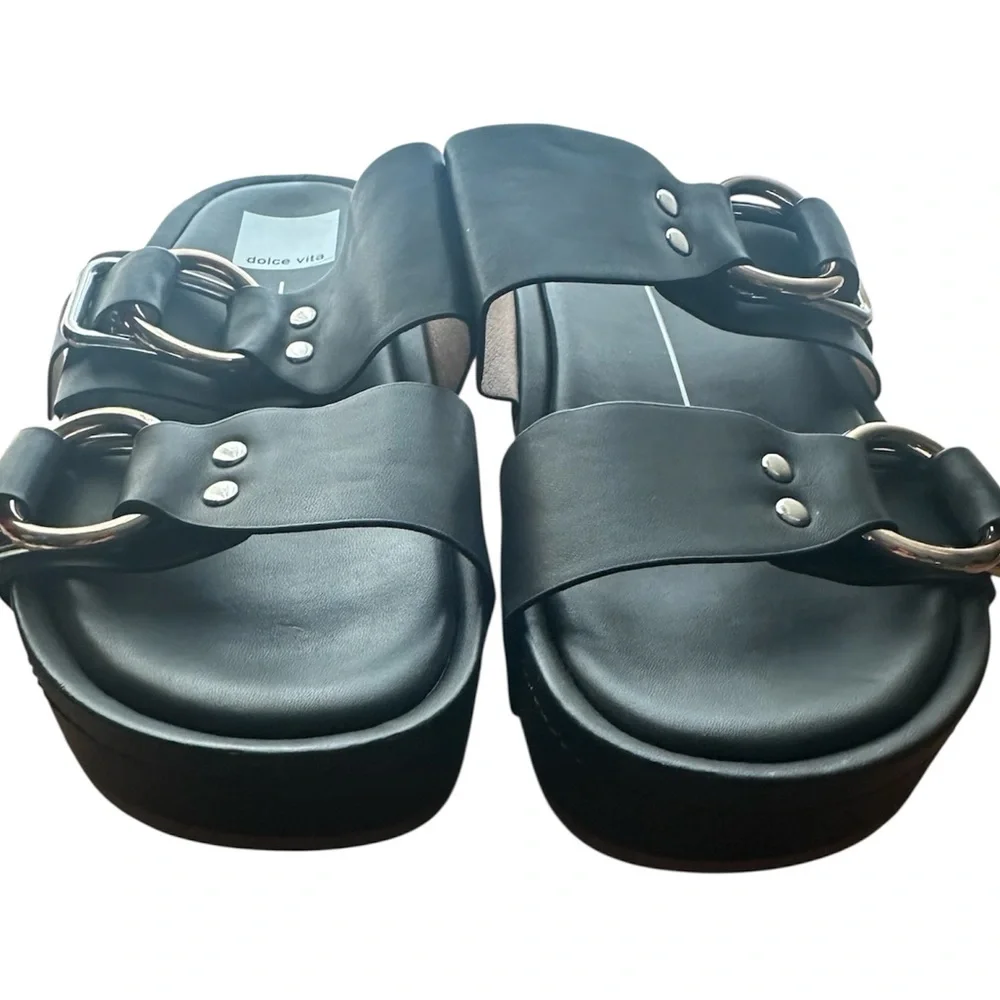 Dolce Vita Black Embellished Platform Sandals - Picture 5 of 6
